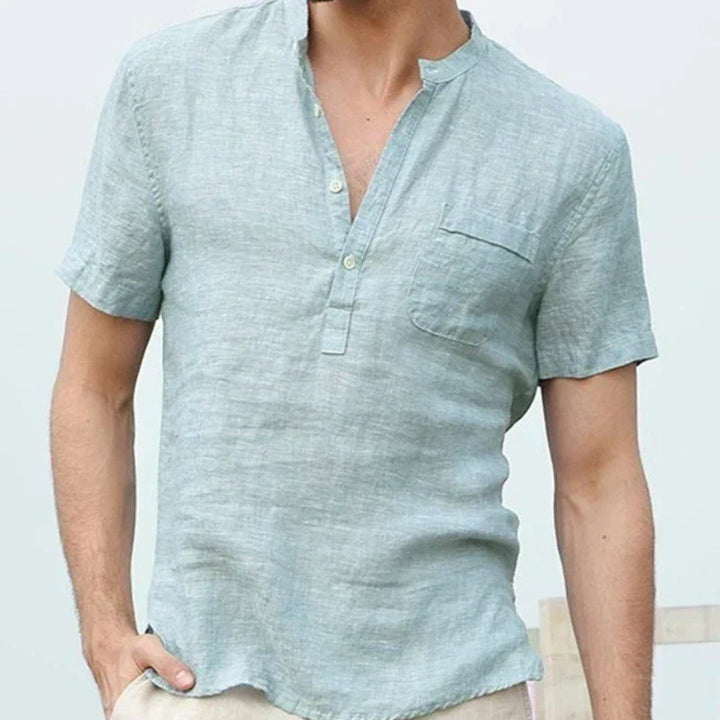 Arlo | Men's V-Neck Short Sleeve Linen Henley Shirt