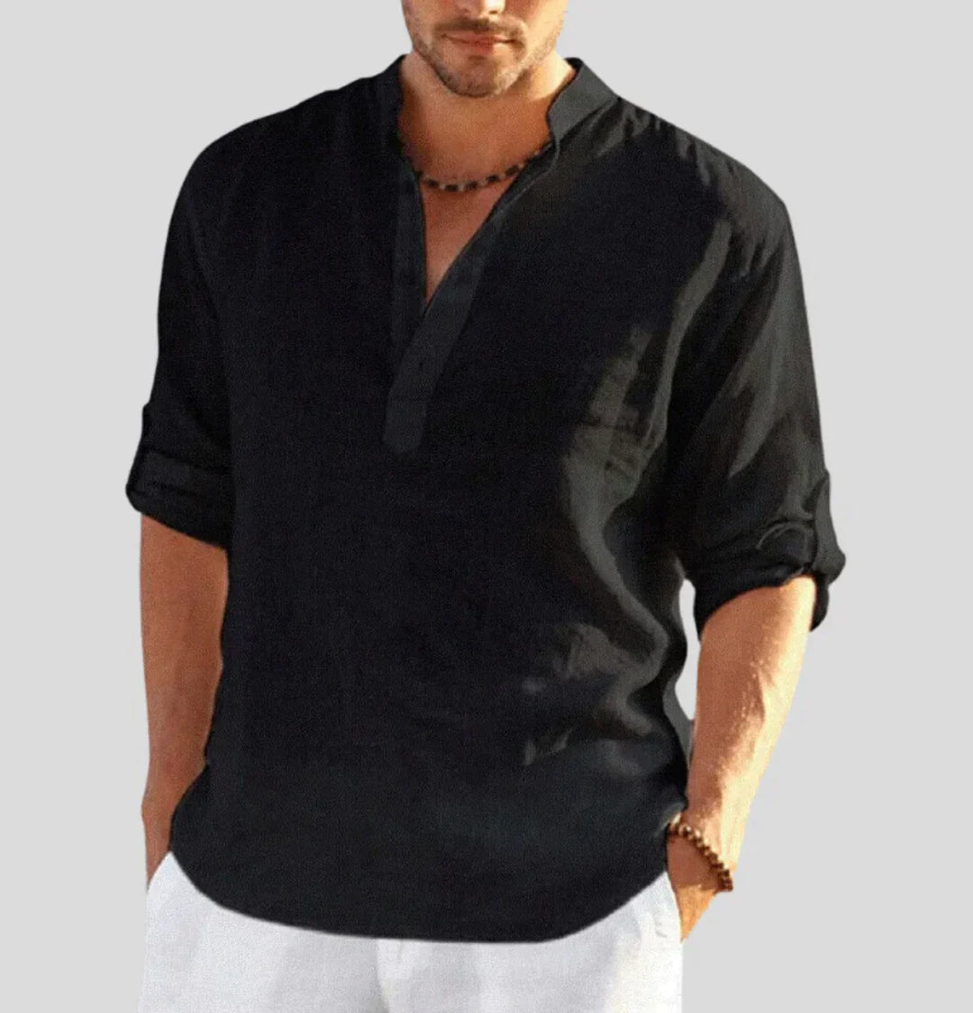 Calvin | Men's Relaxed Button Neck Henley Shirt