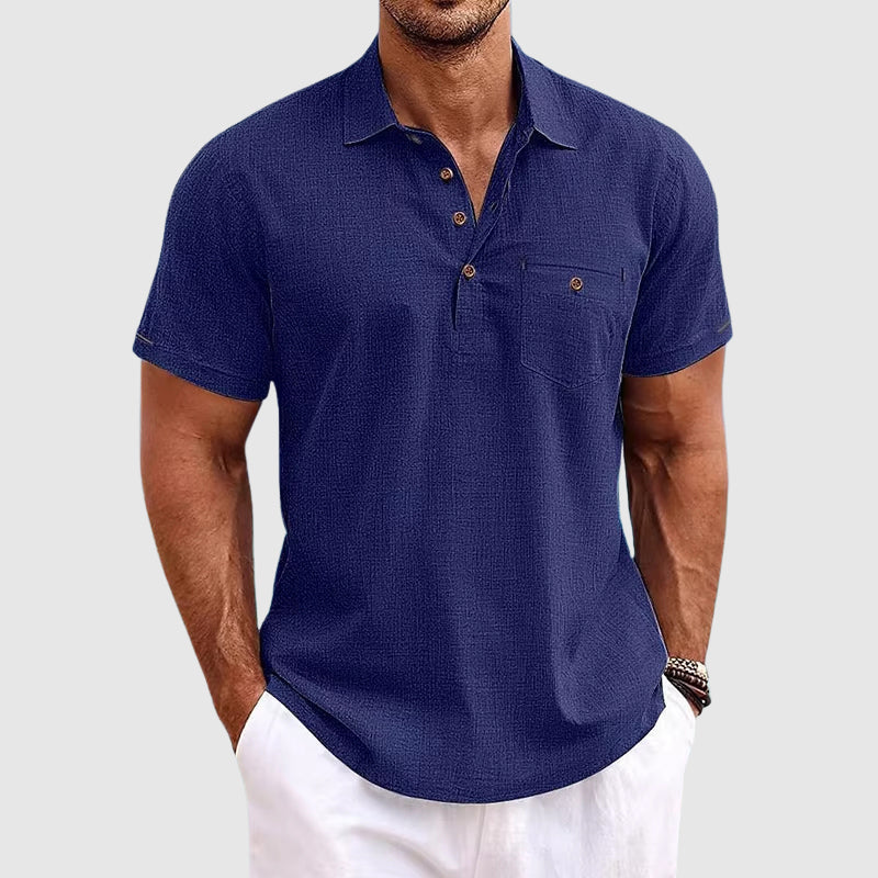 Lucas | Men's Relaxed Short Sleeve Linen Polo Shirt