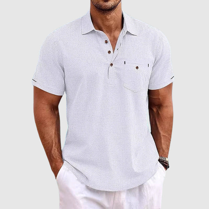 Lucas | Men's Relaxed Short Sleeve Linen Polo Shirt
