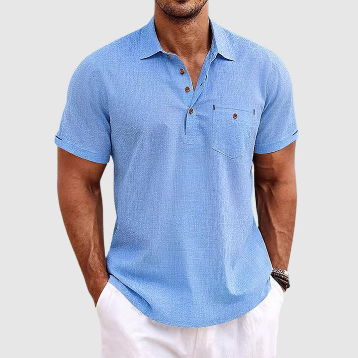 Lucas | Men's Relaxed Short Sleeve Linen Polo Shirt