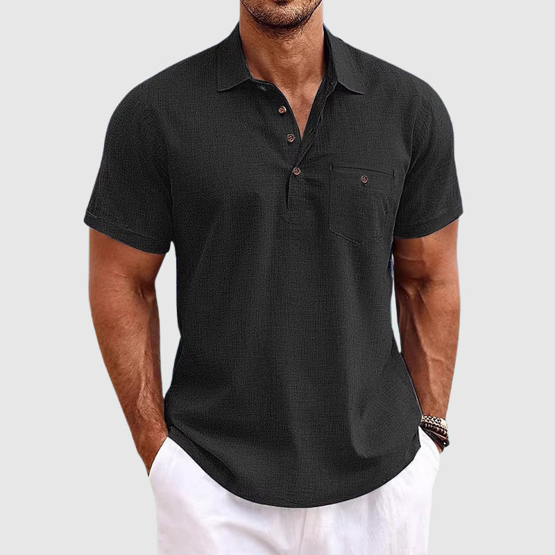 Lucas | Men's Relaxed Short Sleeve Linen Polo Shirt