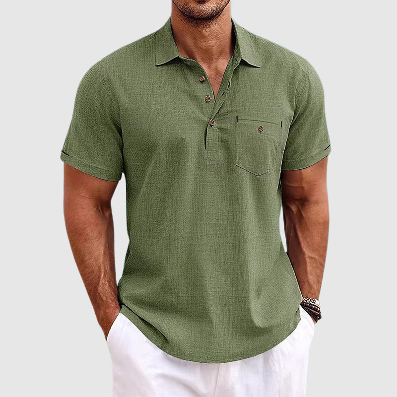 Lucas | Men's Relaxed Short Sleeve Linen Polo Shirt