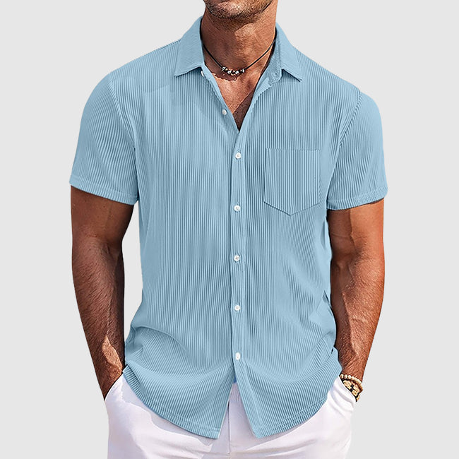 Kaelis | Men's Textured Stripe Short Sleeve Summer Shirt