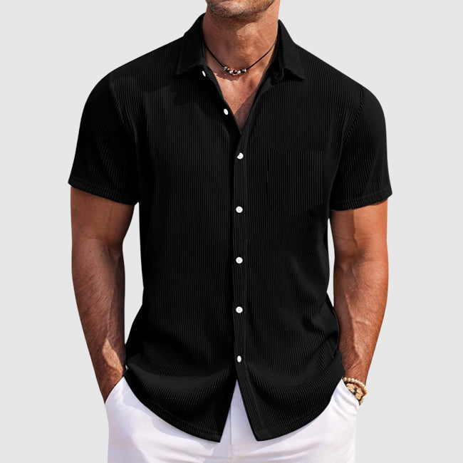 Kaelis | Men's Textured Stripe Short Sleeve Summer Shirt
