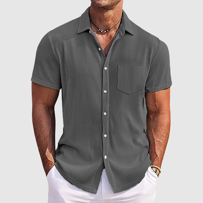 Kaelis | Men's Textured Stripe Short Sleeve Summer Shirt