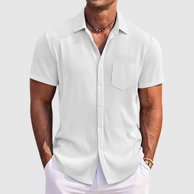 Kaelis | Men's Textured Stripe Short Sleeve Summer Shirt