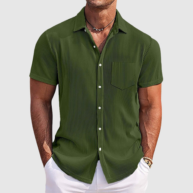 Kaelis | Men's Textured Stripe Short Sleeve Summer Shirt