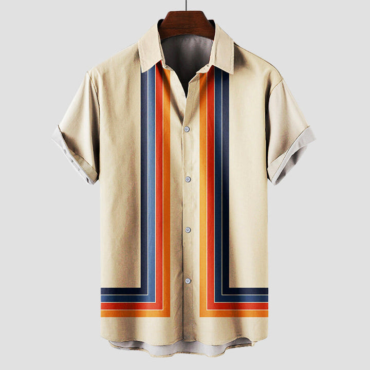 Dario | Men's Retro Striped Short Sleeve Bowling Shirt