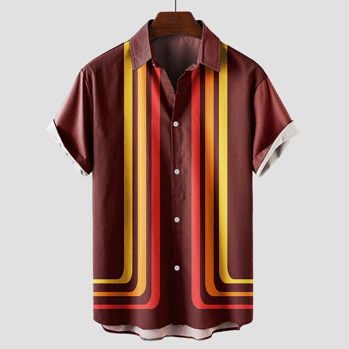 Dario | Men's Retro Striped Short Sleeve Bowling Shirt