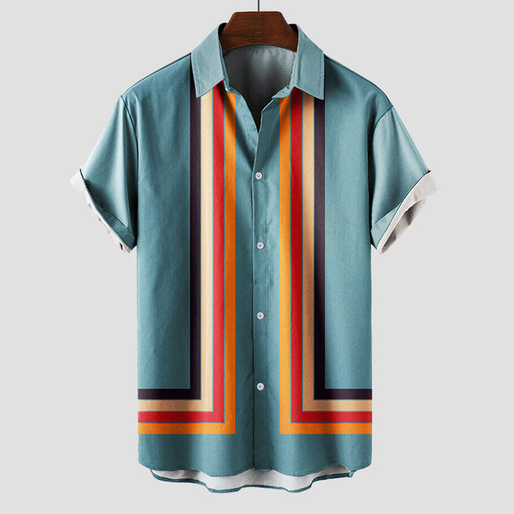 Dario | Men's Retro Striped Short Sleeve Bowling Shirt