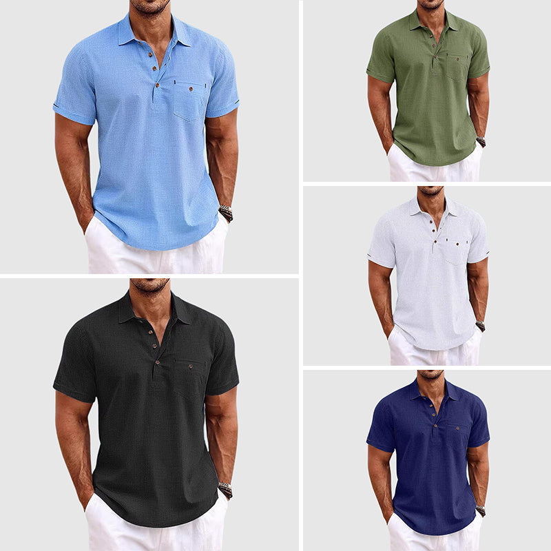 Lucas | Men's Relaxed Short Sleeve Linen Polo Shirt