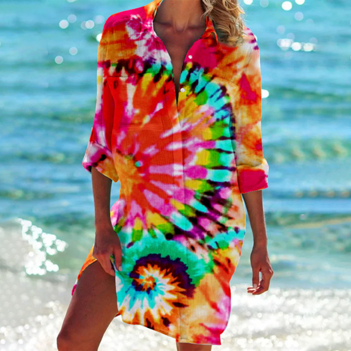 Leona | Women's Button Front Casual Shirt Dress