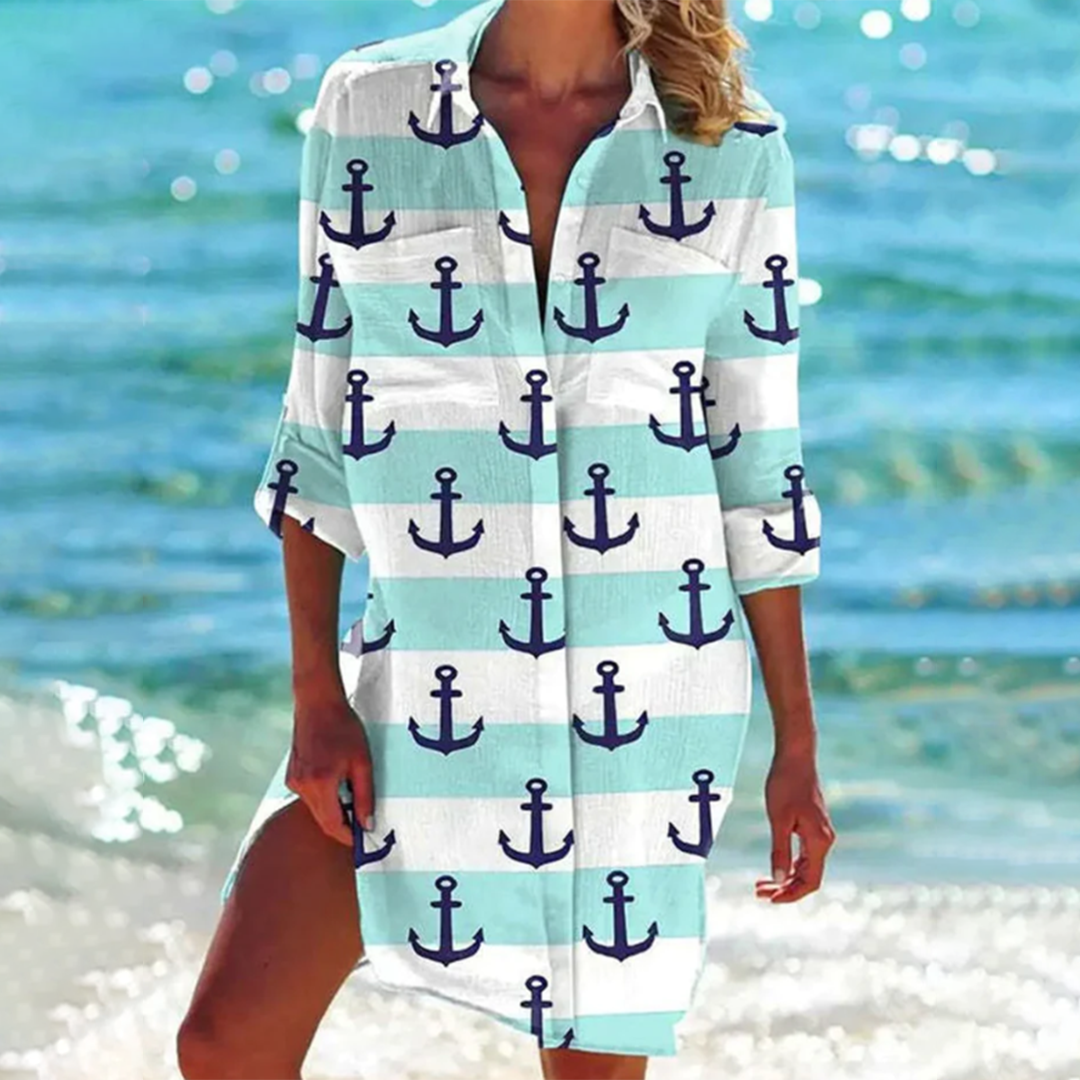 Leona | Women's Button Front Casual Shirt Dress