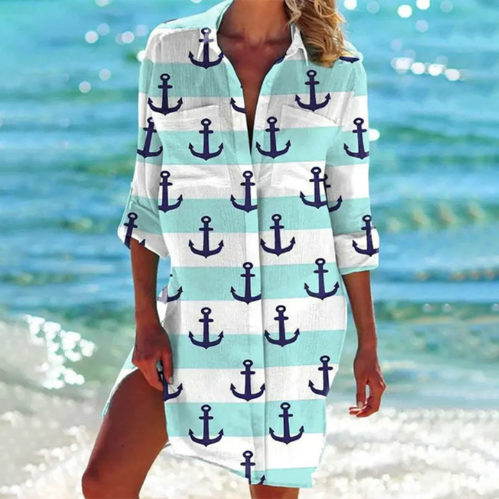 Leona | Women's Button Front Casual Shirt Dress