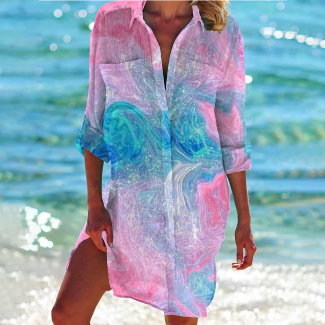 Sienna | Women's Tie-Dye Button-Up Relaxed Shirt Dress