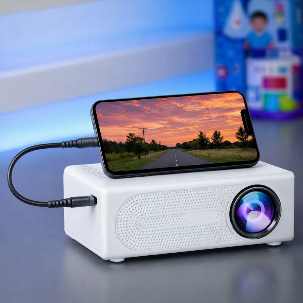 Mini Projector 3000 Lumens Portable – HDTV & USB Compatible, Bright Display & Compact Design for Home & Outdoor
