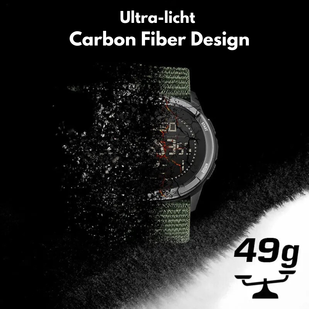 Men's Digital Outdoor Watch Water-Resistant Carbon Fibre Sports