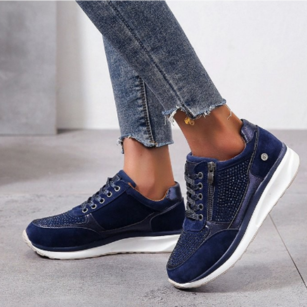 Zara | Women's Glitter Platform Lace-Up Trainers