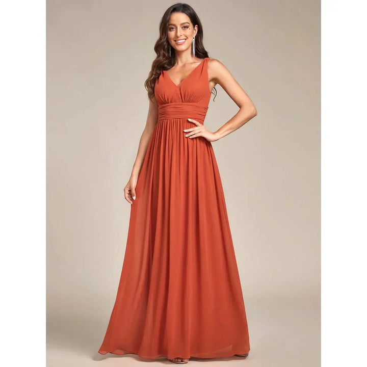 Elise | Women's Sleeveless V-Neck Chiffon Maxi Dress