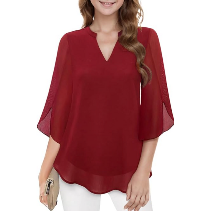 Sophia | Women's Chiffon Bell Sleeve Blouse