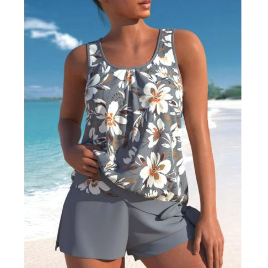 Elira | Women's Floral Sleeveless Tankini Swim Set