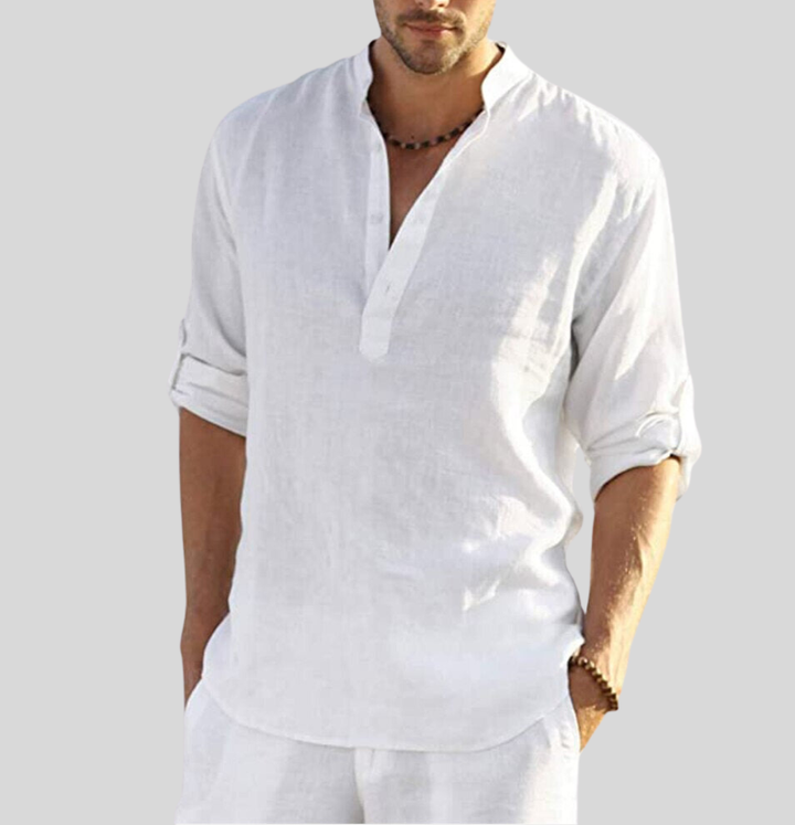 Mason | Men's Cotton Linen Breathable Henley Shirt