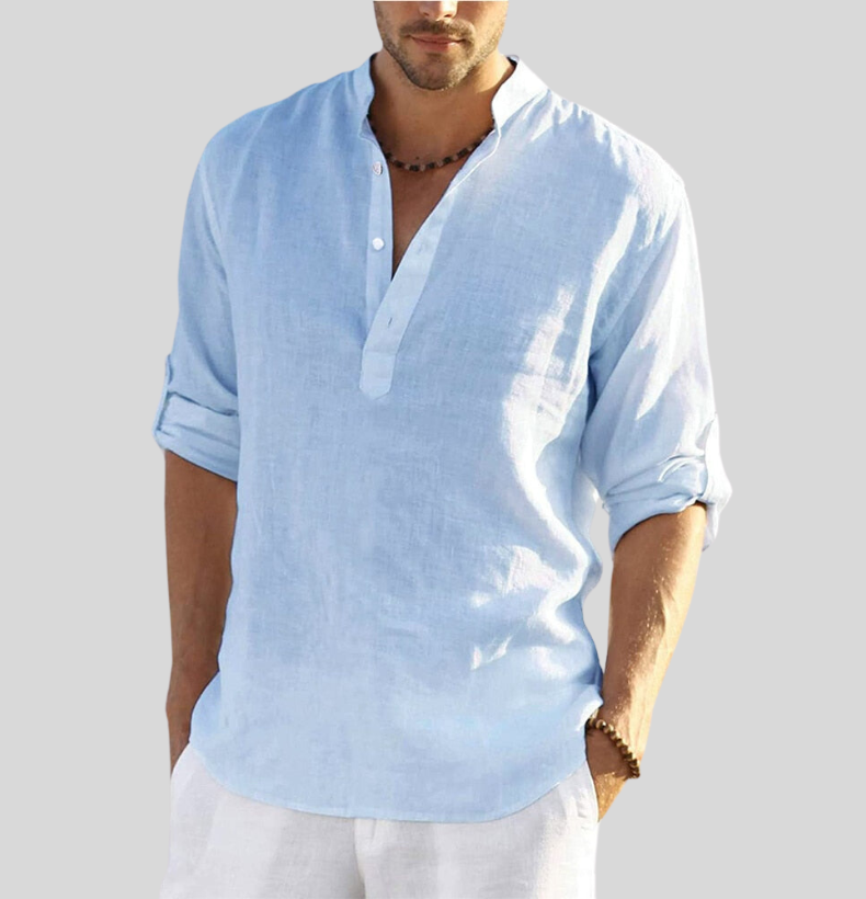 Mason | Men's Cotton Linen Breathable Henley Shirt