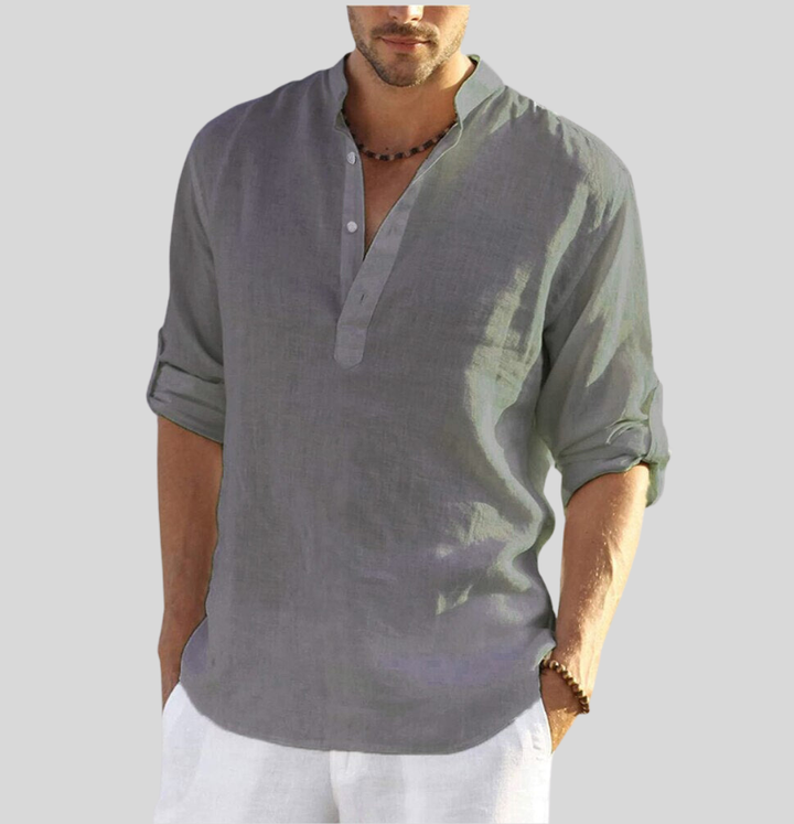 Mason | Men's Cotton Linen Breathable Henley Shirt