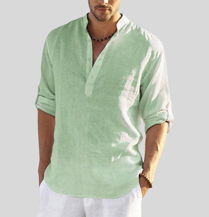 Mason | Men's Cotton Linen Breathable Henley Shirt