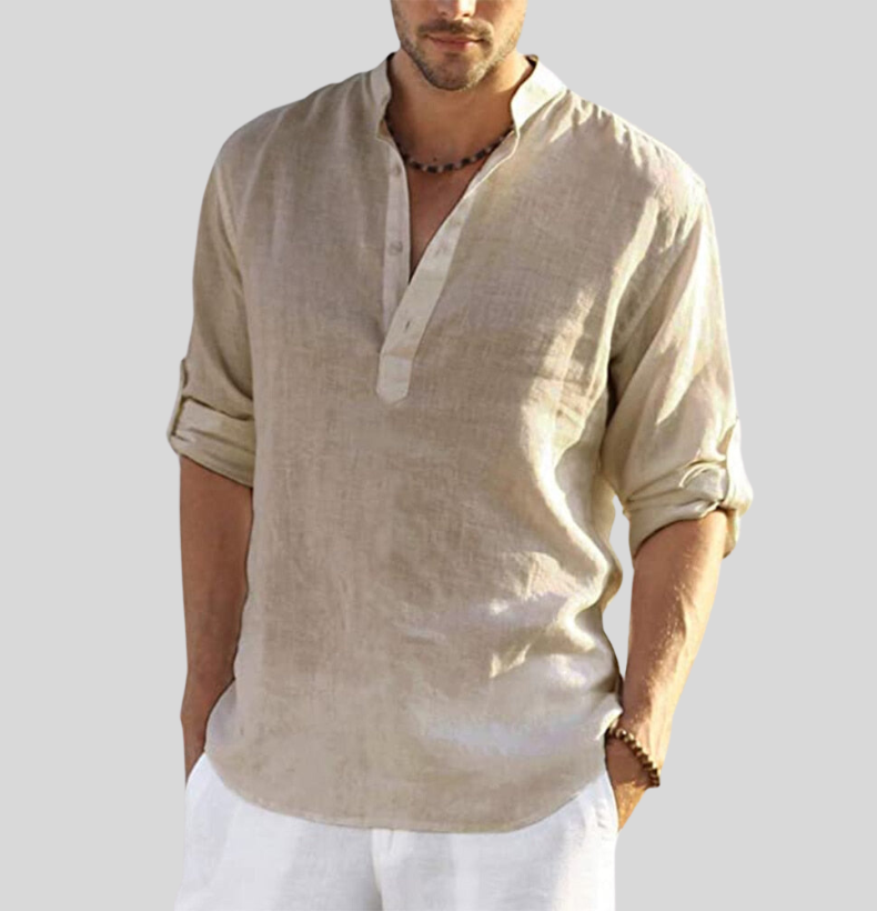 Mason | Men's Cotton Linen Breathable Henley Shirt