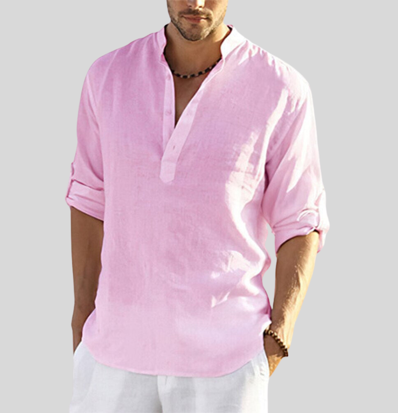 Mason | Men's Cotton Linen Breathable Henley Shirt