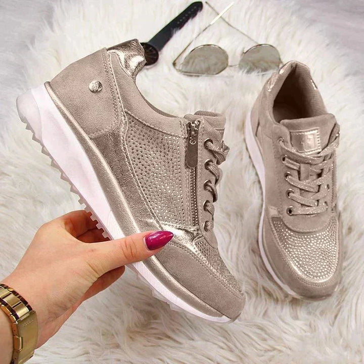 Zara | Women's Glitter Platform Lace-Up Trainers
