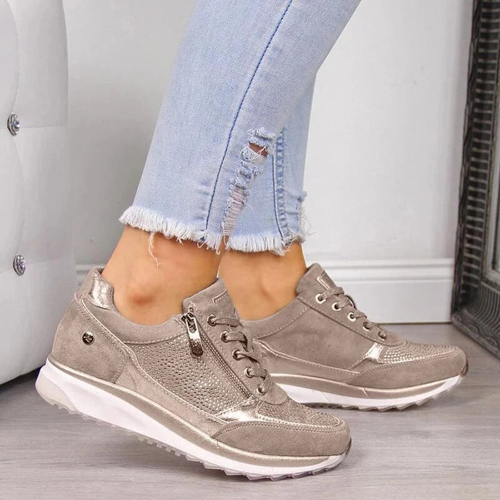 Zara | Women's Glitter Platform Lace-Up Trainers
