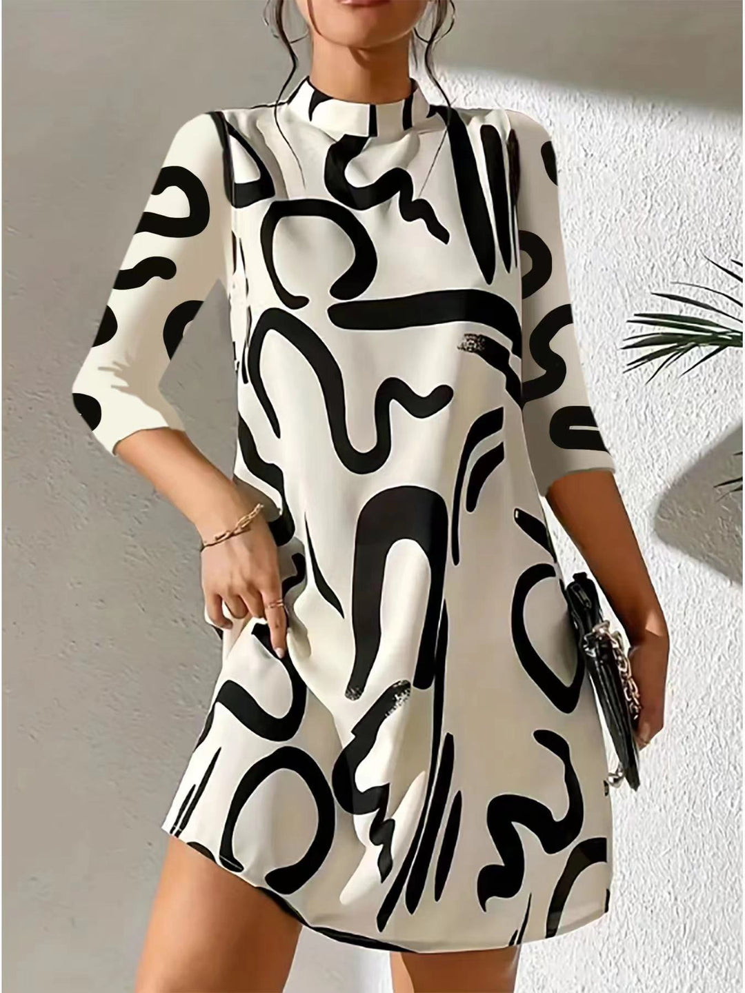 Nova | Women's Abstract Print Mock Neck Dress
