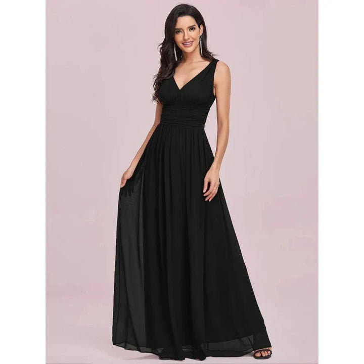 Aveline | Women's Chiffon Sleeveless V-Neck Maxi Dress