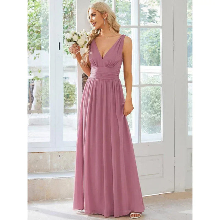 Aveline | Women's Chiffon Sleeveless V-Neck Maxi Dress