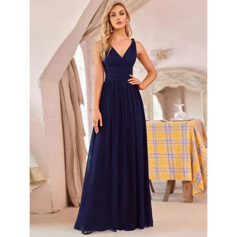 Elise | Women's Sleeveless V-Neck Chiffon Maxi Dress