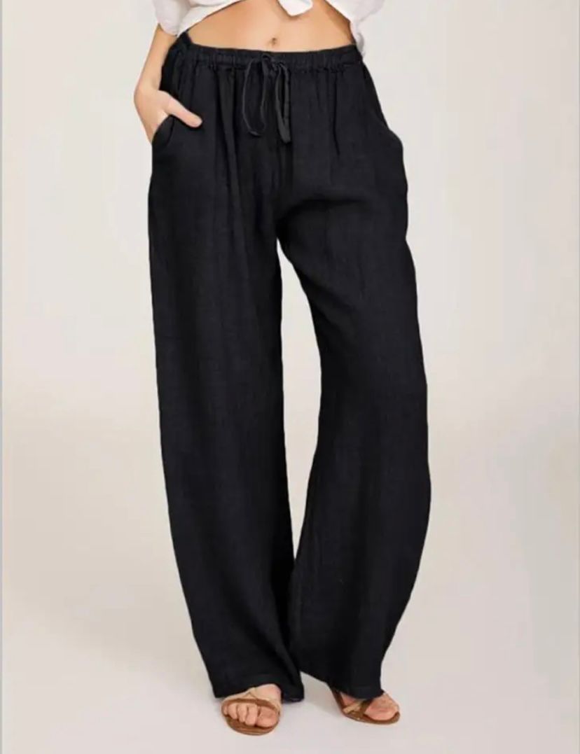Alina | Women's High Rise Wide Leg Linen Pants