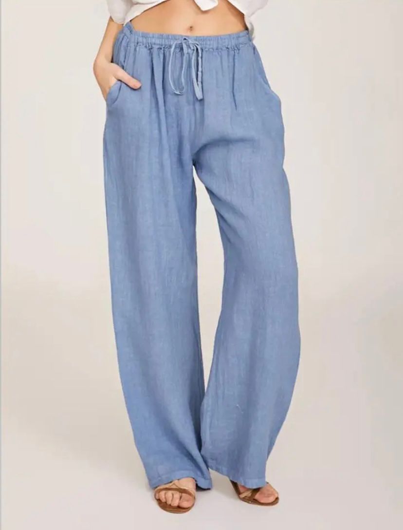 Alina | Women's High Rise Wide Leg Linen Pants