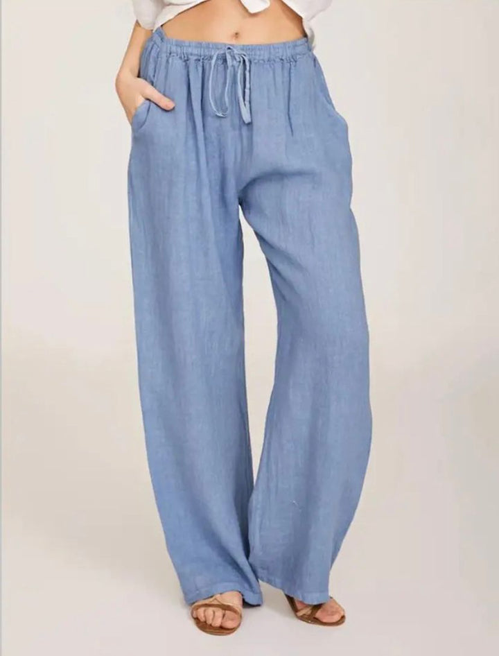 Alina | Women's High Rise Wide Leg Linen Pants