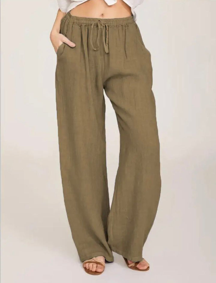 Alina | Women's High Rise Wide Leg Linen Pants