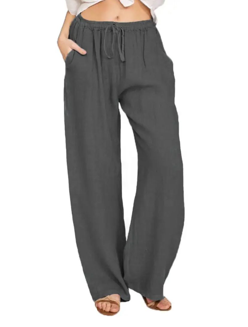 Alina | Women's High Rise Wide Leg Linen Pants