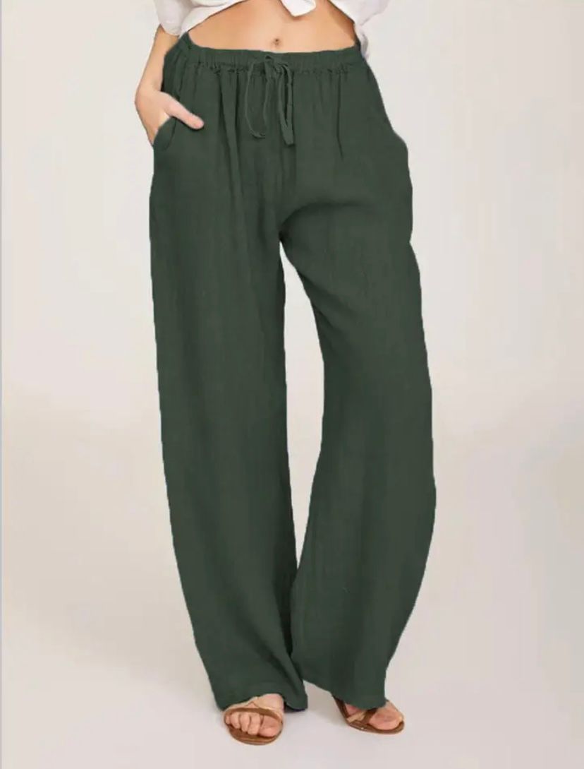 Alina | Women's High Rise Wide Leg Linen Pants