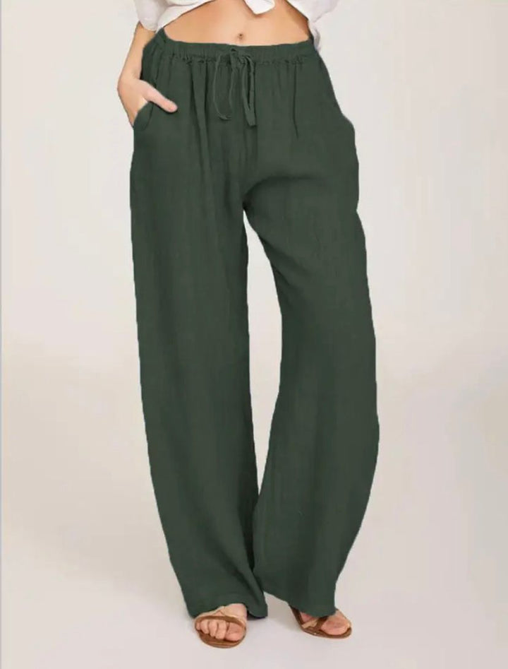 Alina | Women's High Rise Wide Leg Linen Pants