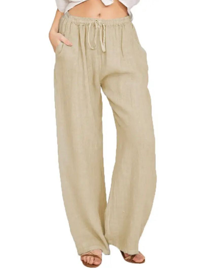 Alina | Women's High Rise Wide Leg Linen Pants