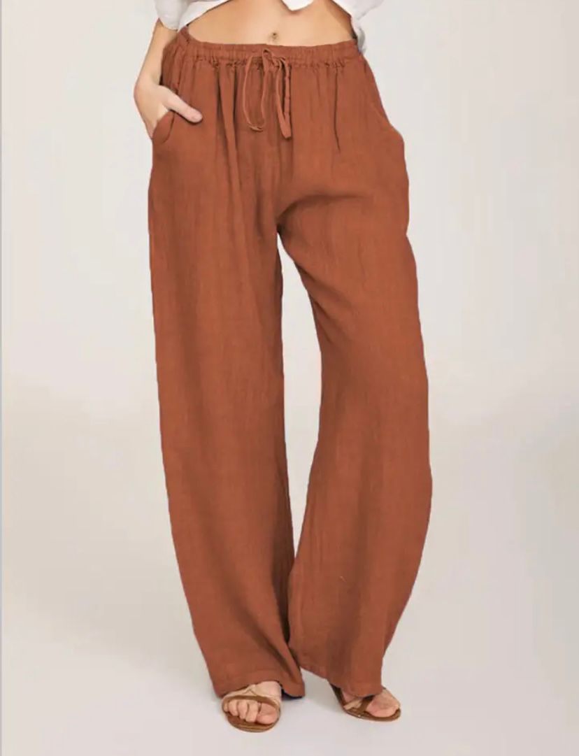 Alina | Women's High Rise Wide Leg Linen Pants
