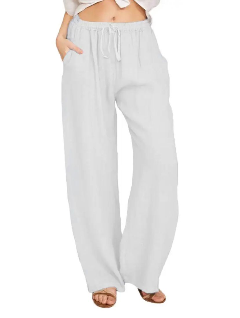 Alina | Women's High Rise Wide Leg Linen Pants