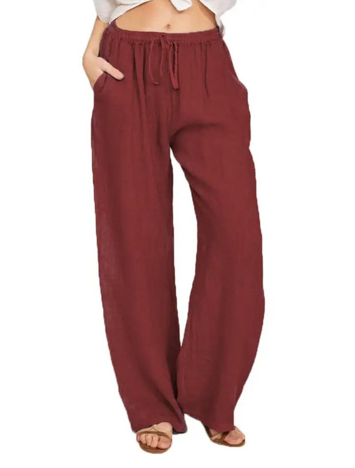 Alina | Women's High Rise Wide Leg Linen Pants