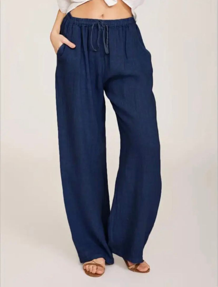 Alina | Women's High Rise Wide Leg Linen Pants